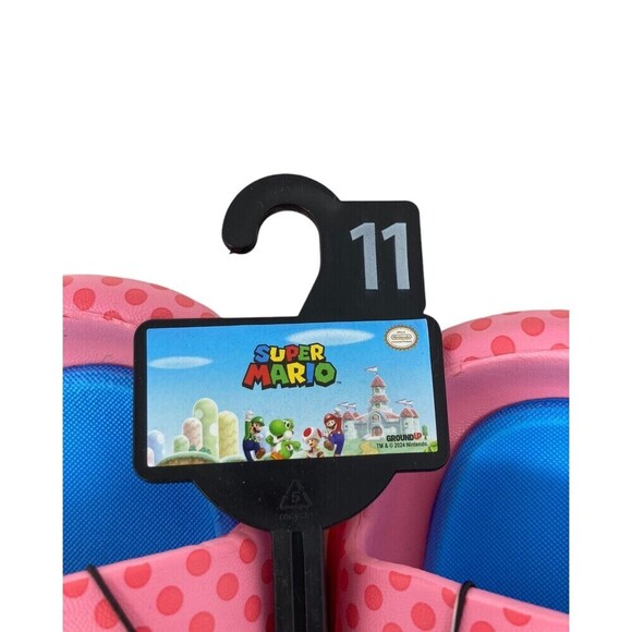 Princess Peach Slides Women's Size 11 Pink Polka Dot Nintendo Ground Up - Picture 7 of 7